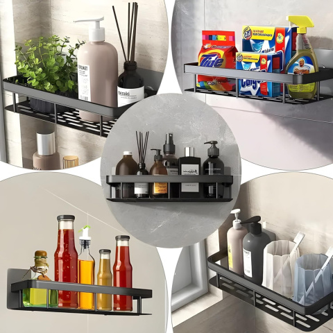 Półka Łazienkowa komplet 2 sztuki pod prysznic Wisząca Aluminiowa Koszyk organizer LOFT