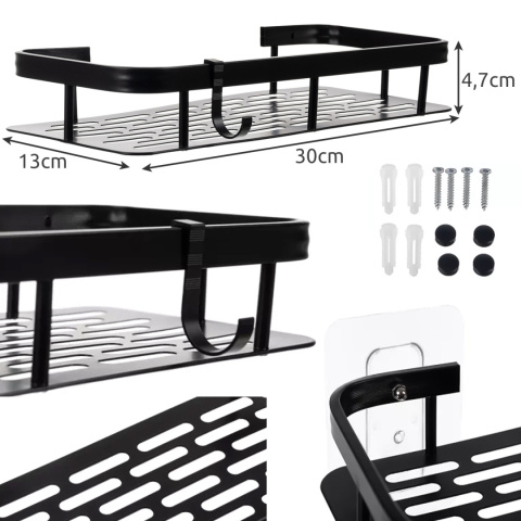 Półka Łazienkowa komplet 2 sztuki pod prysznic Wisząca Aluminiowa Koszyk organizer LOFT